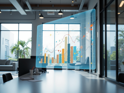 现代化办公室内部场景,员工正在工作,有电脑屏幕显示电商数据图表,明亮自然光